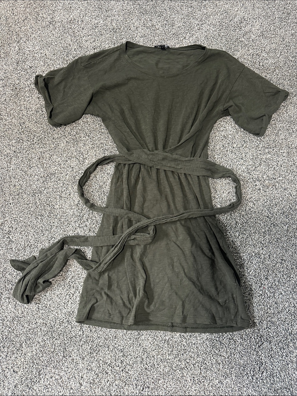Express Olive Green Mini Dress with Waist Tie